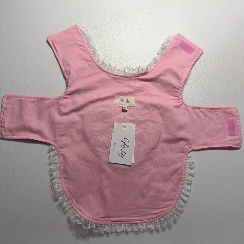 Luxury Pink Pearl Heart Dog Dress Dog Outfit with Lace Trim Cute Pet Clothe M